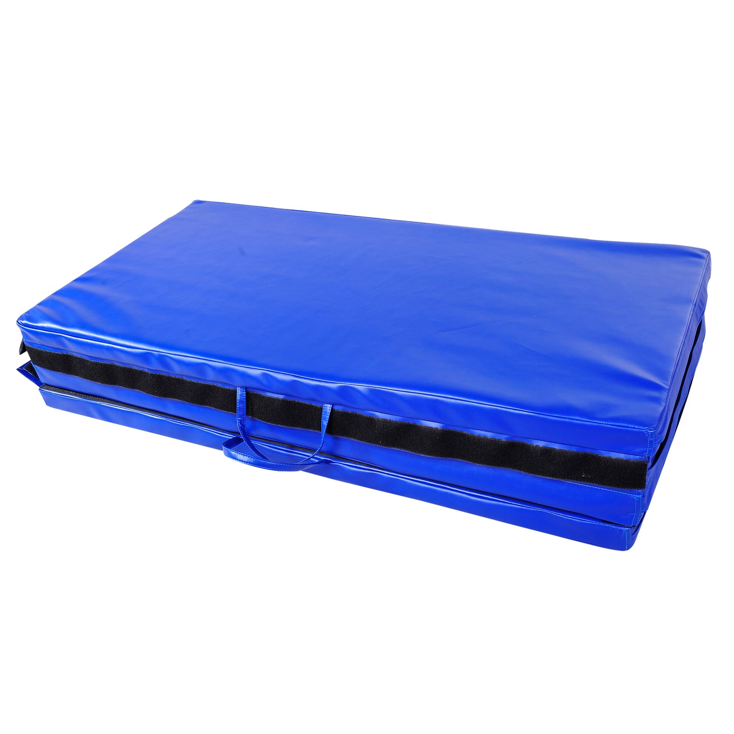Tapis de gymnastique pliable 1,22 m x 2,42 m x 5 cm, avec poignées de transport, pour yoga, MMA, arts martiaux, étirements et exercices de base, bleu foncé