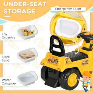 Forklift bulldozer with horn, steering wheel, storage, yellow