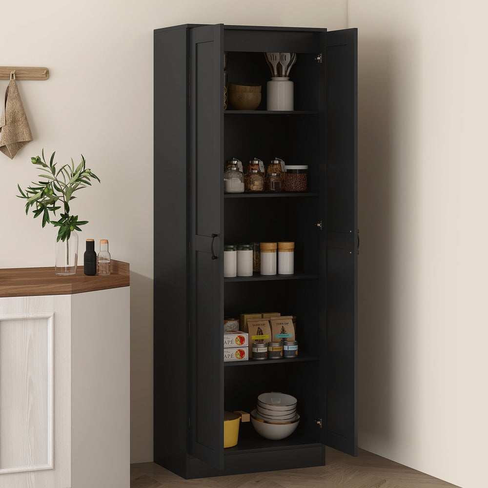 Armoire de rangement haute avec étagères réglables, noir