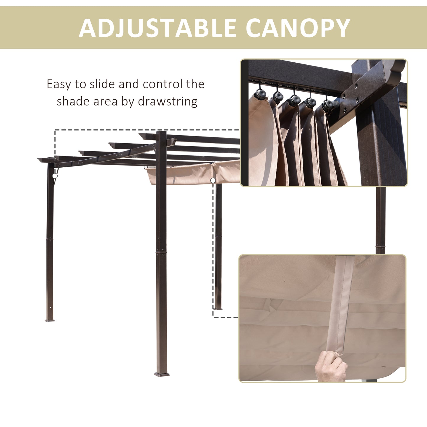 Pergola d'extérieur 10' x 13' en aluminium, sable