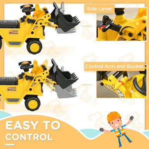 Forklift bulldozer with horn, steering wheel, storage, yellow