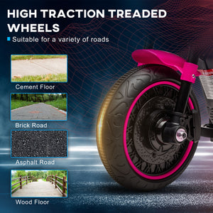 6V motorcycle with training wheels, pink