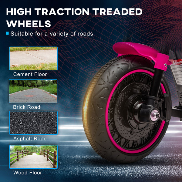 6V motorcycle with training wheels, pink
