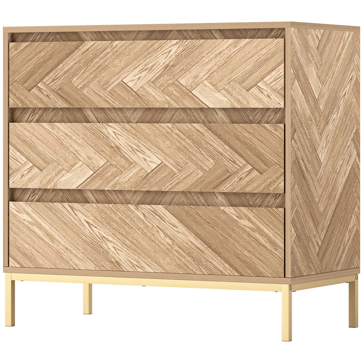 Commode de chambre avec système anti-basculement à 3 tiroirs pour salon, couloir, bois naturel