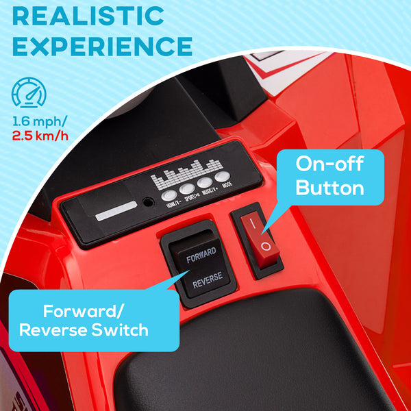6V Quad for children with wear-resistant wheels, red