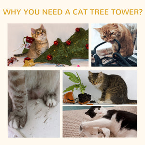 Arbre à chat de 43 cm avec jouet suspendu, beige
