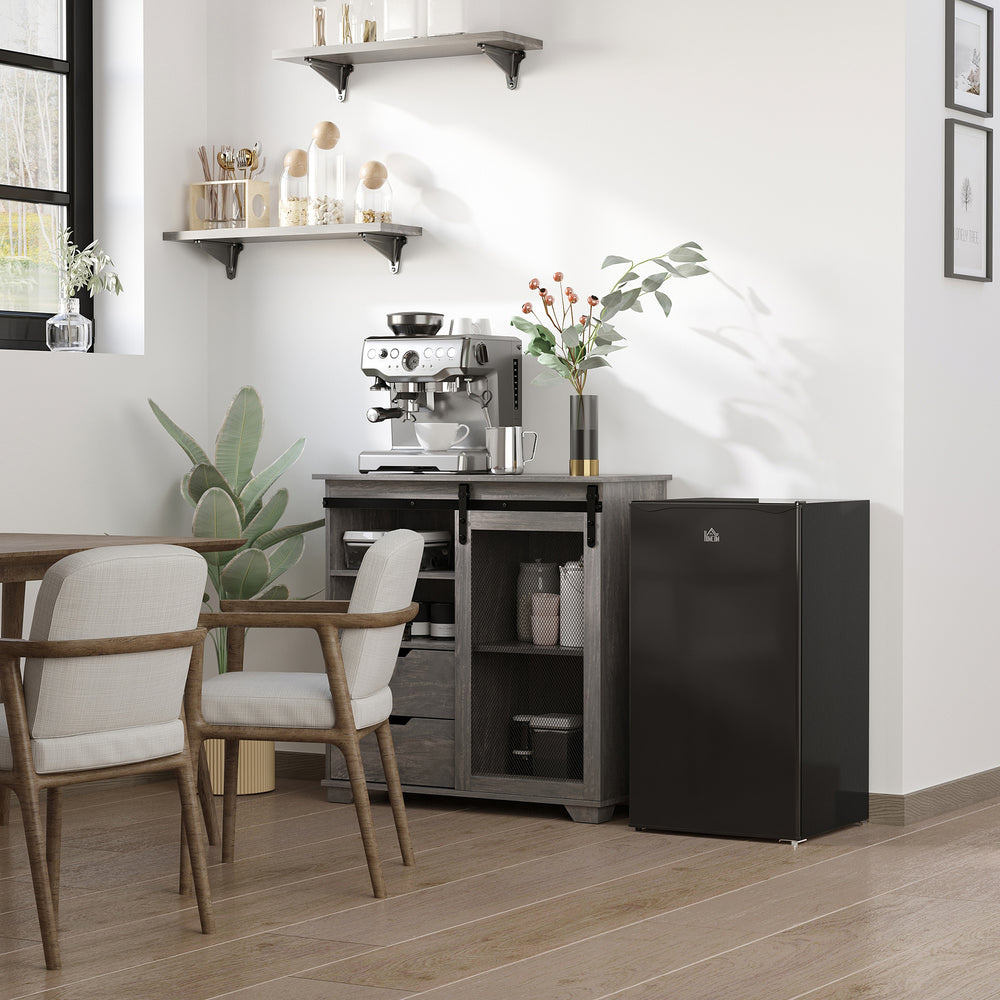 Réfrigérateur compact avec congélateur, étagère réglable, thermostat mécanique et porte réversible, noir