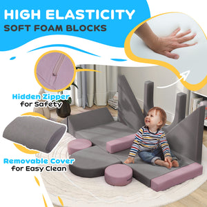 Canapé de jeu modulaire 12 pièces pour enfants, gris