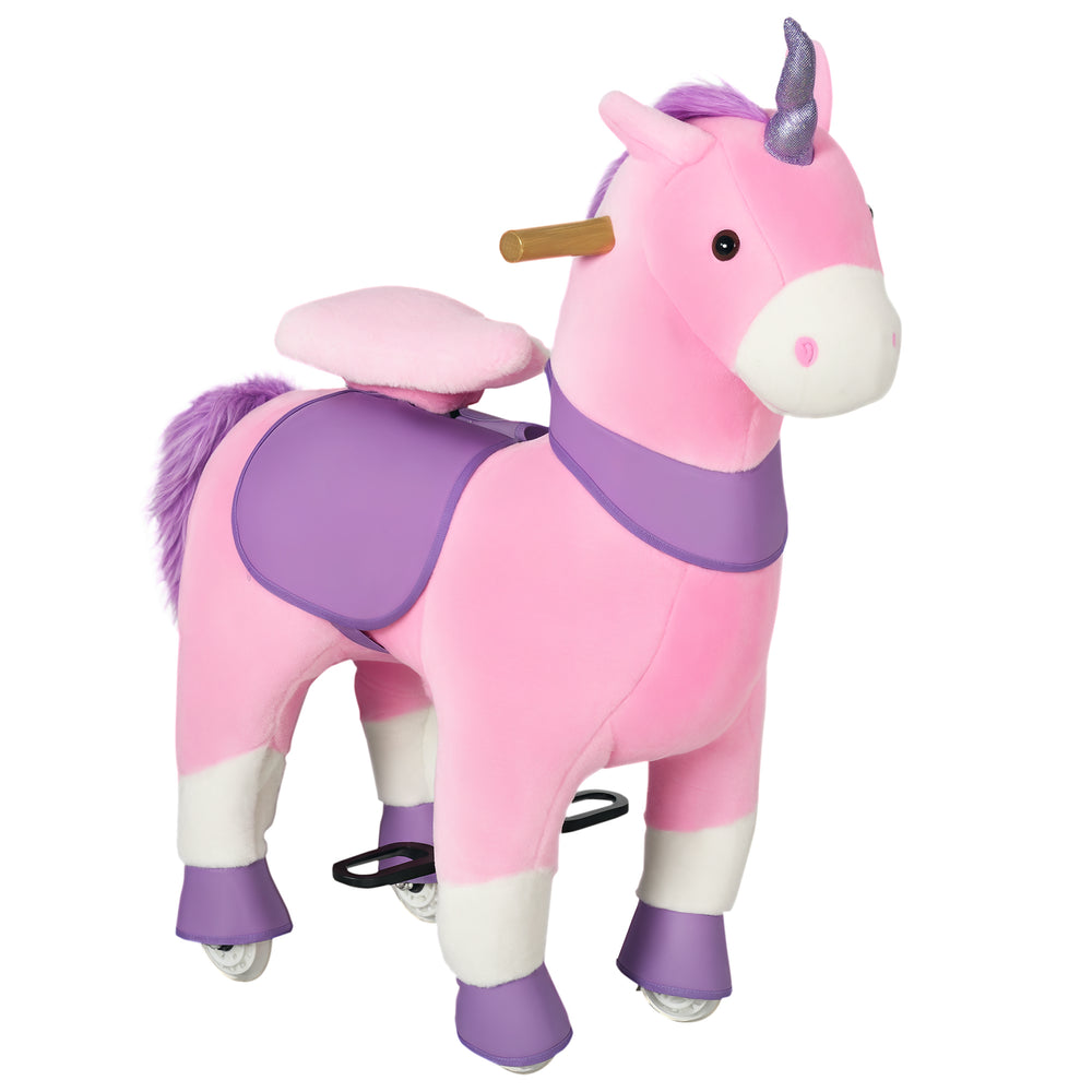 Jouet poney mécanique avec roues, rose