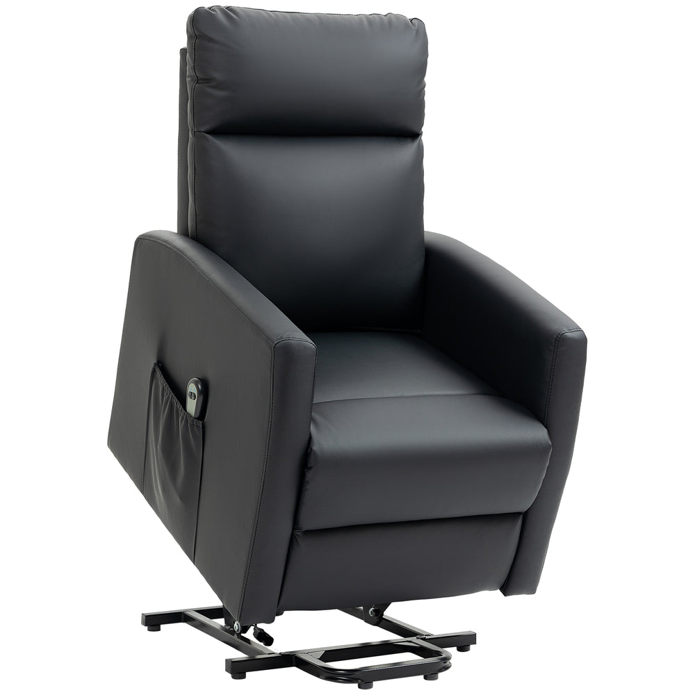 Fauteuil inclinable releveur électrique avec télécommande et poche latérale, noir