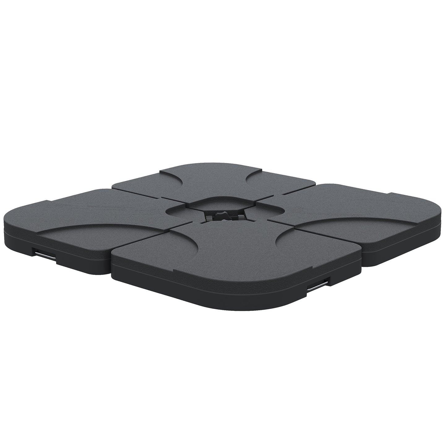 Lot de 4 poids pour pied de parasol déporté, remplissables de sable ou d'eau, noir