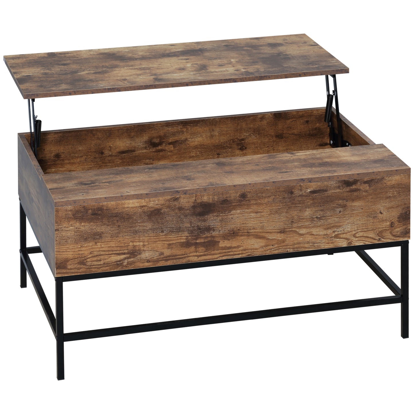 Table centrale relevable pour salon, marron rustique