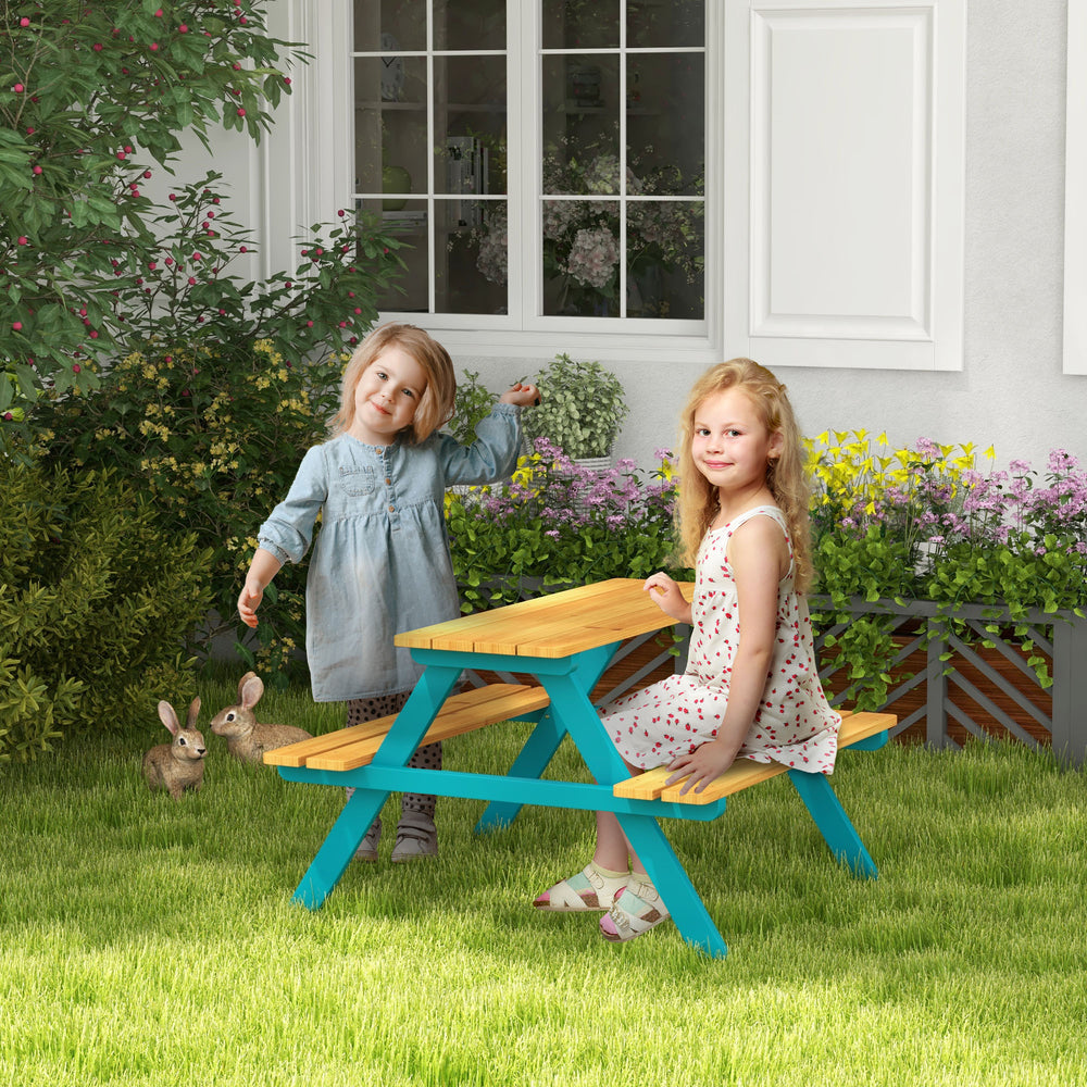 Ensemble de table de pique-nique et bancs, bois naturel