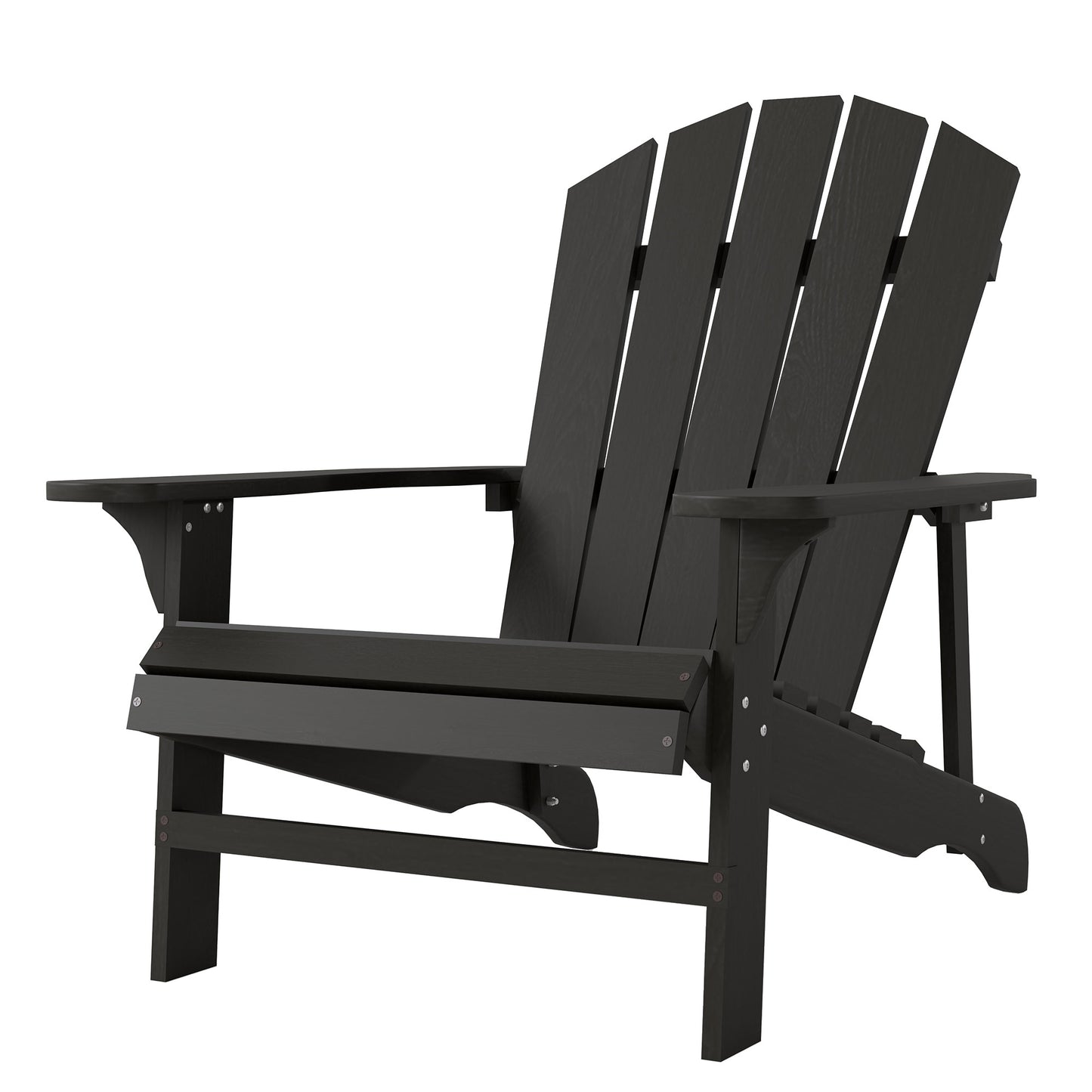 Chaise Adirondack en bois à lattes pour terrasse, jardin, arrière-cour, foyer, noire