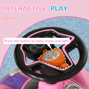 Voiture à pousser pour bambin avec musique, klaxon et lumière, rose