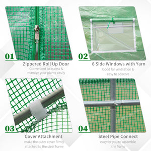 Tunnel greenhouse with roll-up doors and windows for growing outdoor plants