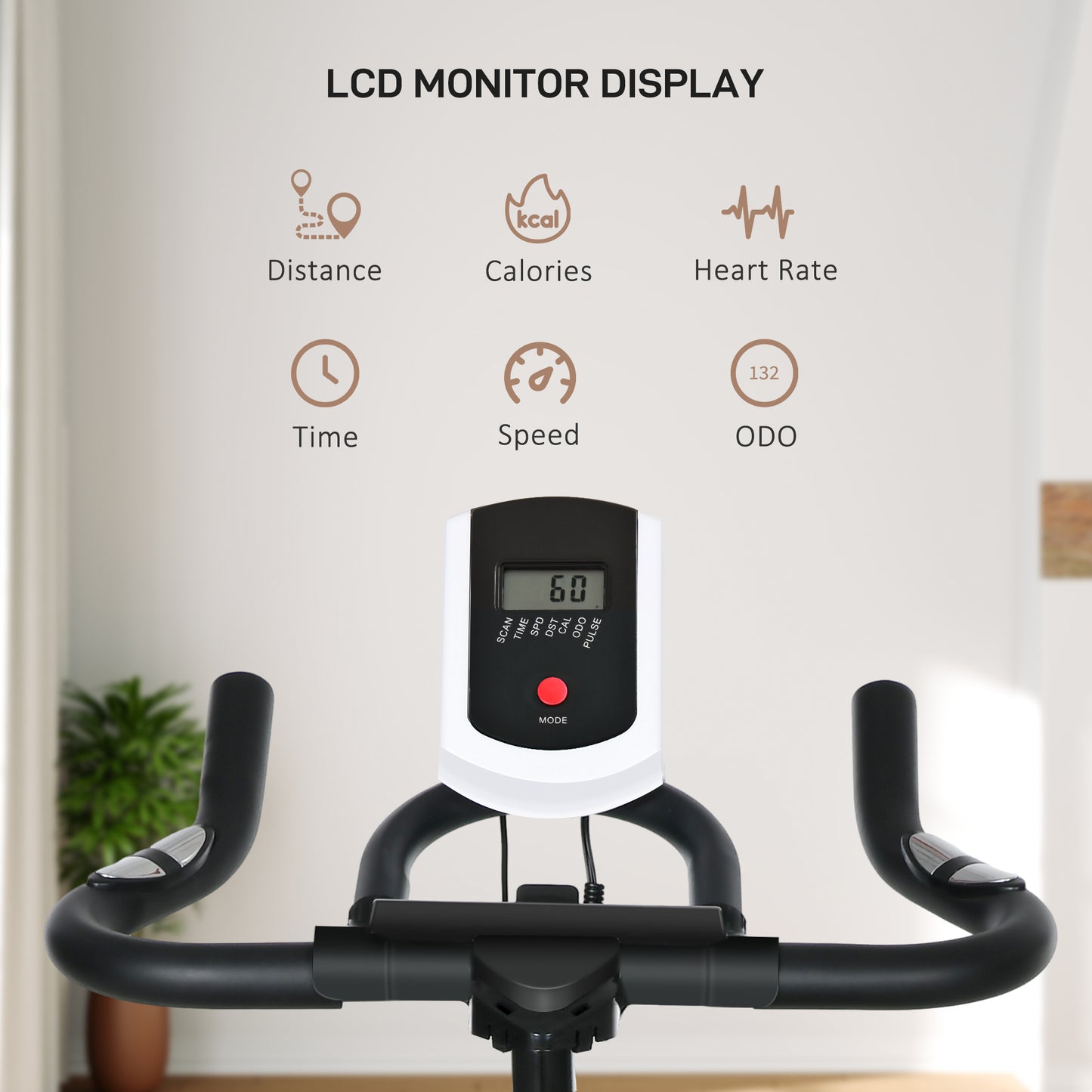 Soozier Upright Exercise Bike, Cardio Workout Bike with Adjustable Resistance LCD Display, Orange