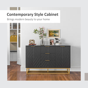 Buffet de rangement avec 3 tiroirs, étagères et portes réglables, noir