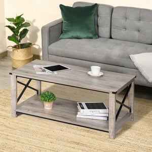 Table basse industrielle avec étagère de rangement inférieure