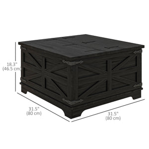Table basse Farmhouse avec couvercles rabattables, noire
