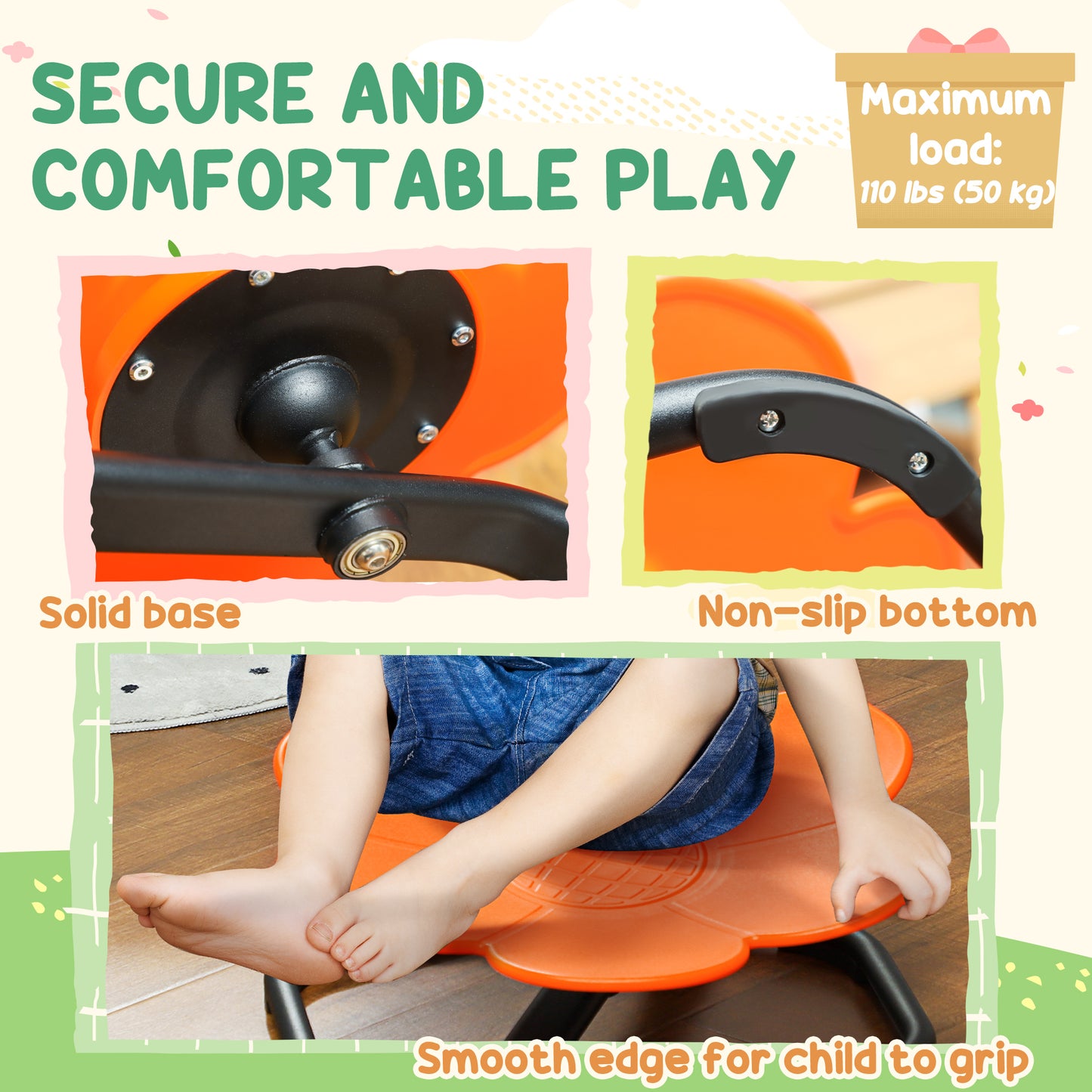 Chaise pivotante sensorielle antidérapante pour l'entraînement de la coordination physique, orange