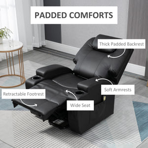Fauteuil releveur électrique en cuir PU avec repose-pieds, noir