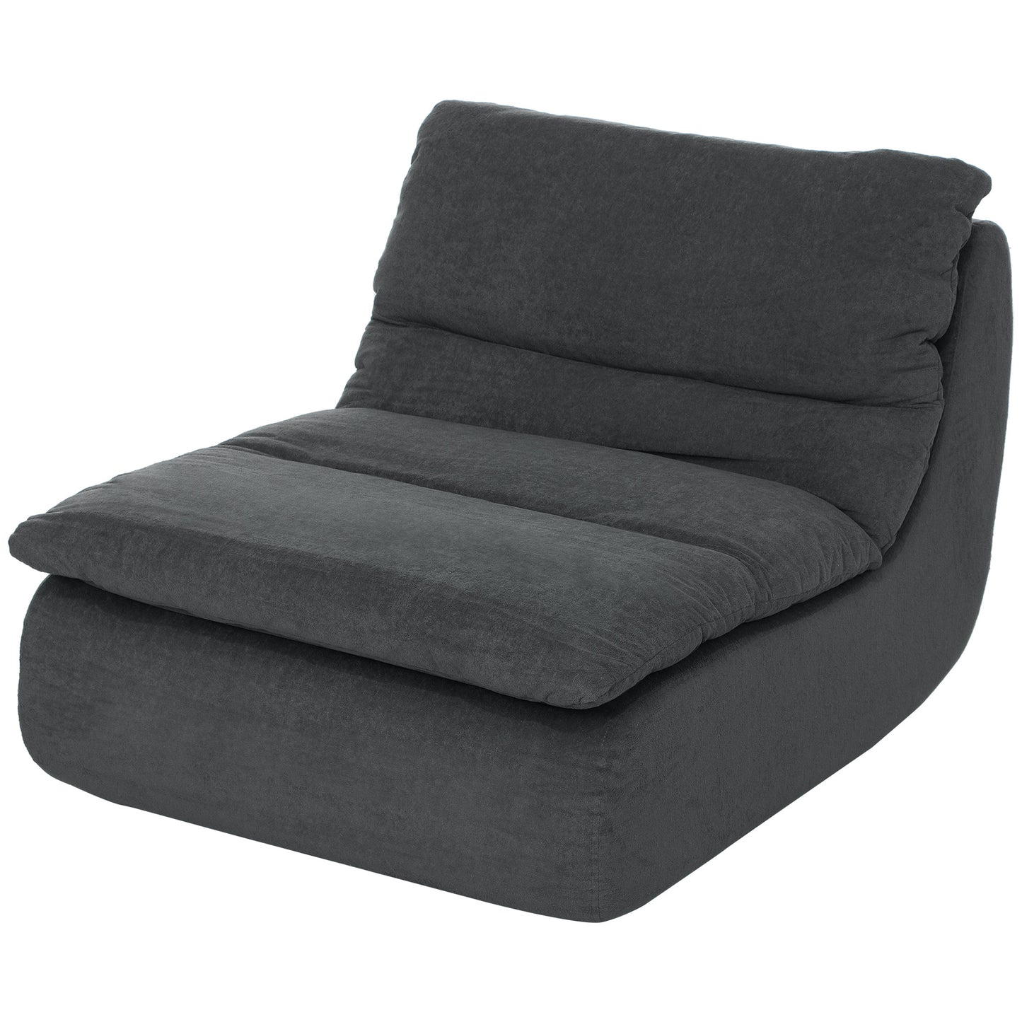 Canapé de sol en mousse ultra haute densité monobloc sans accoudoirs pour salon, chambre, bureau, gris