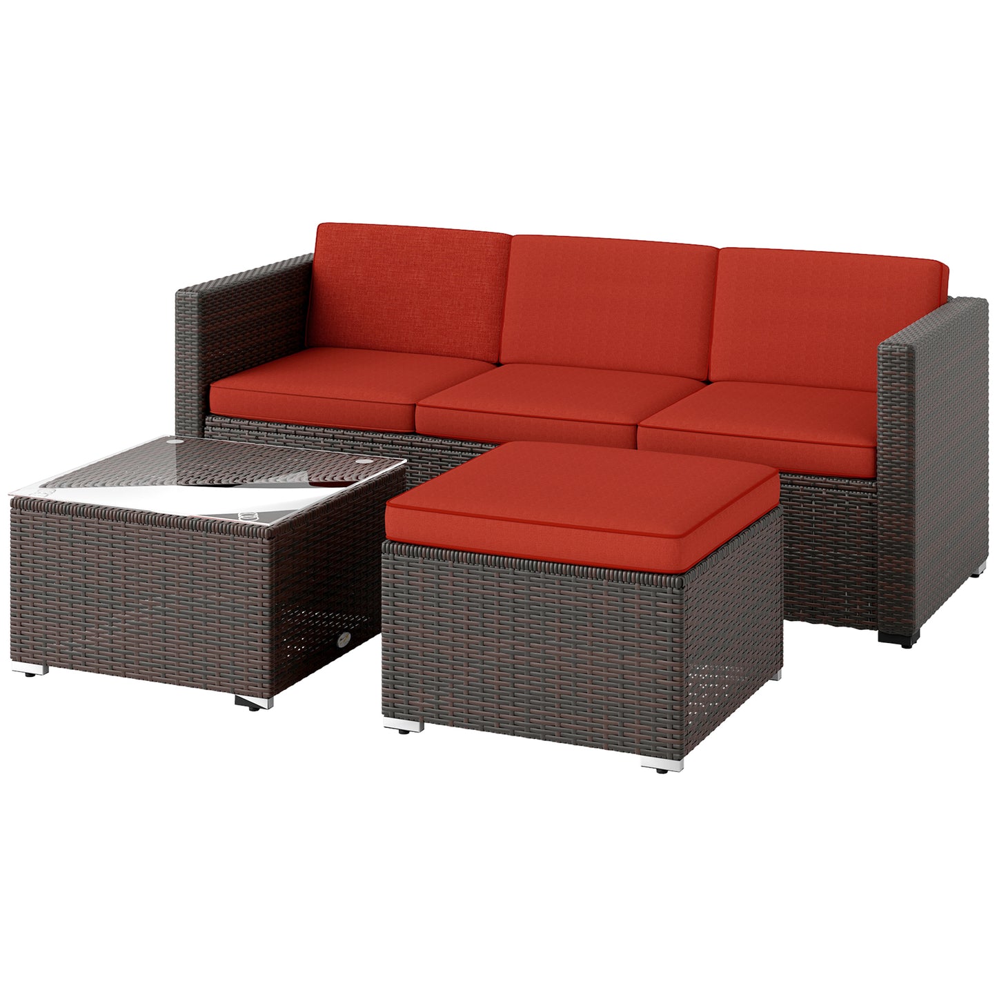 Mobilier de jardin avec coussins moelleux, canapés d'angle, rouge
