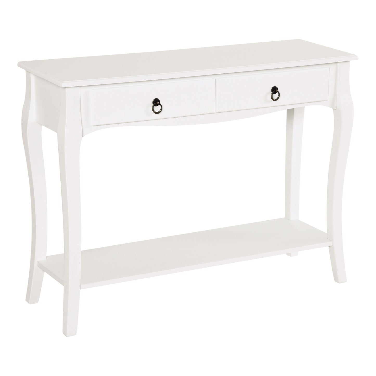 Console d'entrée moderne avec 2 tiroirs et étagère inférieure, pour salon, couloir, blanc ivoire