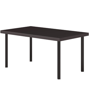 Table d'appoint d'extérieur en métal rectangulaire avec plateau en similibois pour jardin extérieur, marron