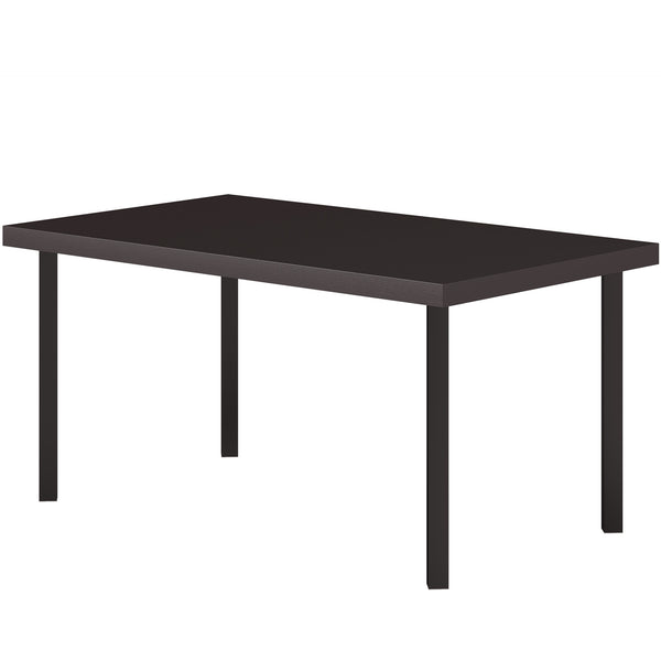 Table d'appoint d'extérieur en métal rectangulaire avec plateau en similibois pour jardin extérieur, marron