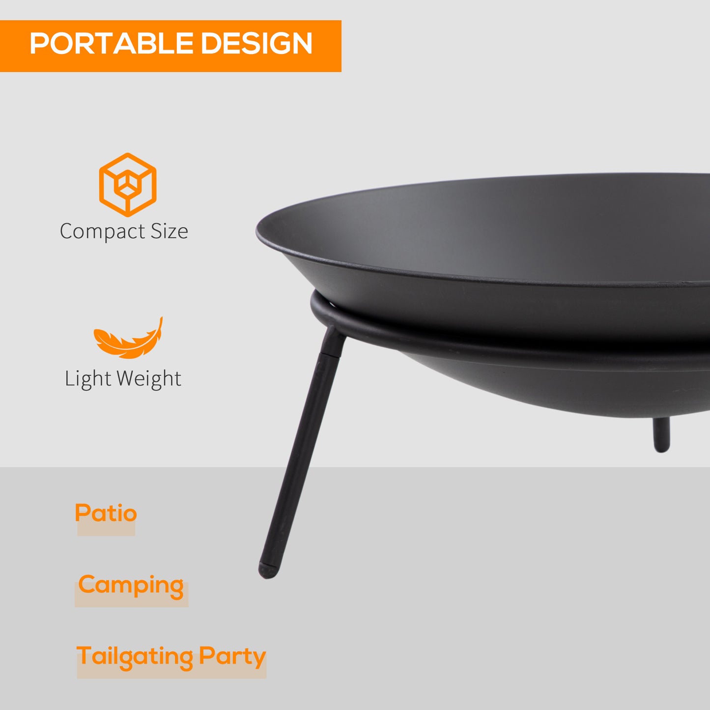 Outsunny Fire Pit with Poker, Patio Heater, Wood Stove for Outdoor Campfire, Black
