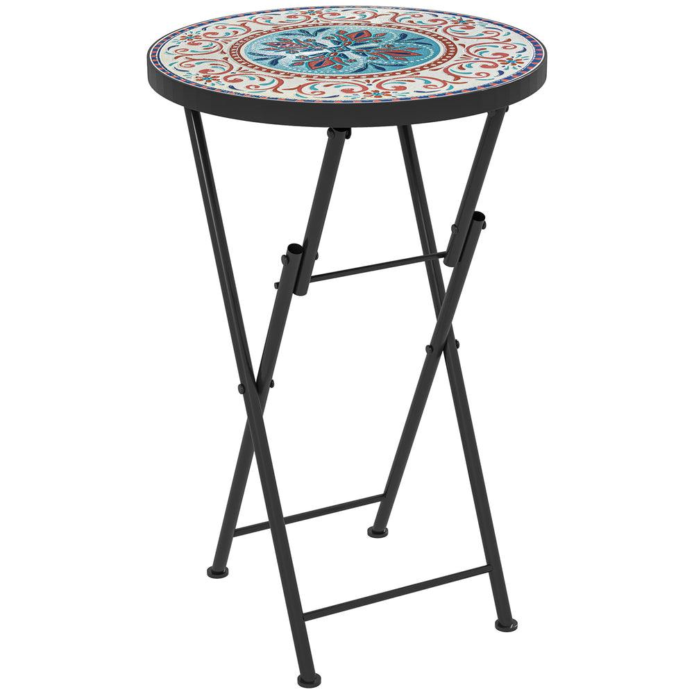 Table basse ronde pliante de 35,6 cm avec cadre en acier pour balcon, terrasse, couleurs assorties