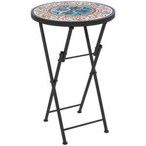 Table basse ronde pliante de 35,6 cm avec cadre en acier pour balcon, terrasse, couleurs assorties