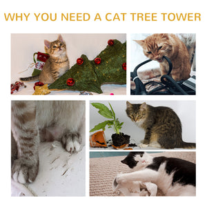 Cat tree with sisal mat, scratching post, basket, cushion and perch, light blue