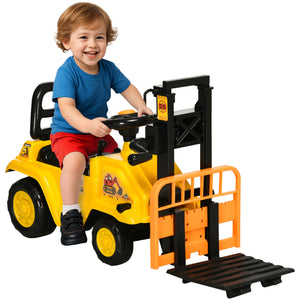 Forklift with storage tray, yellow