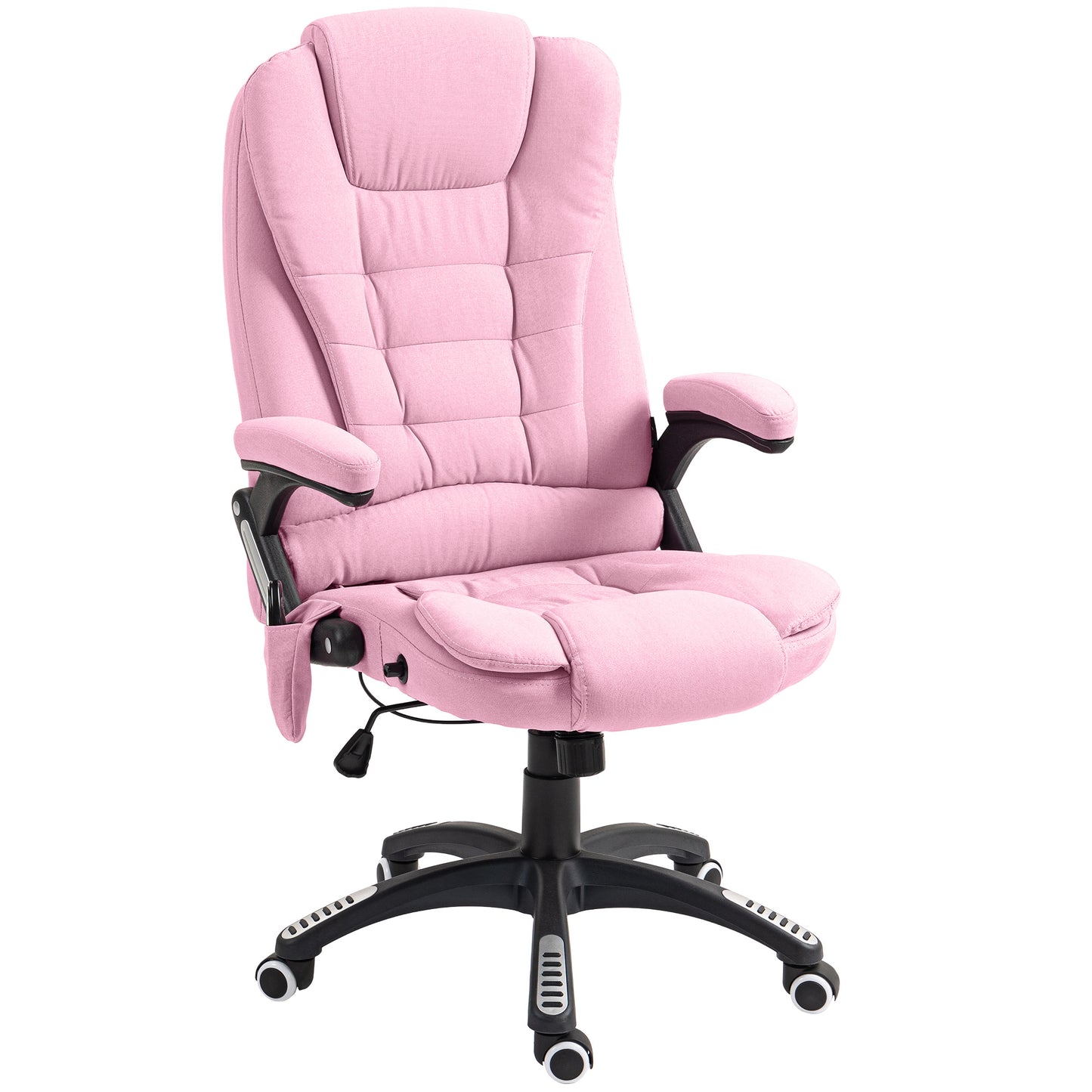 Office Chair with 6 Vibrating Massage Points, High Back, Reclining, Swivel Casters, Pink
