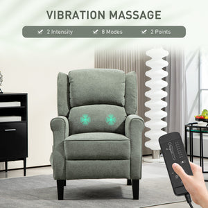 Vibration Massage Recliner Chair with Extendable Footrest, Remote Control, Dark Green