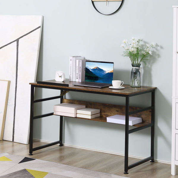 Table à dessin réglable avec plateau inclinable et étagère de rangement, brun rustique