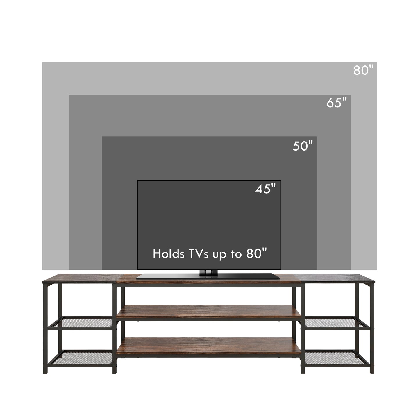 HOMCOM Industrial TV Stand, TV Cabinet for TVs up to 80 inches with Storage Shelf and Steel Frame