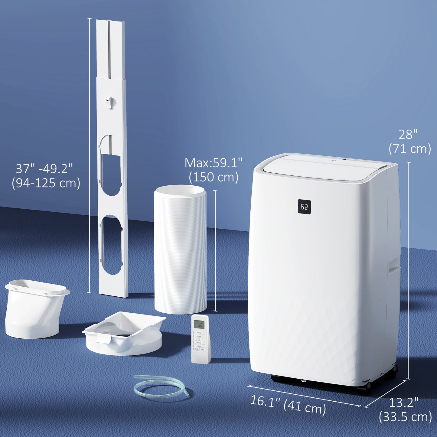 Climatiseur portatif de 14 000 BTU, climatisation avec refroidissement, déshumidificateur, ventilateur