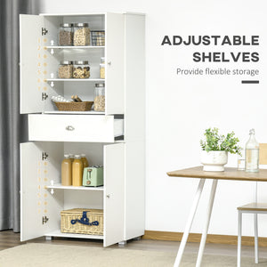 Meuble de rangement moderne avec 4 portes et 3 étagères réglables, blanc