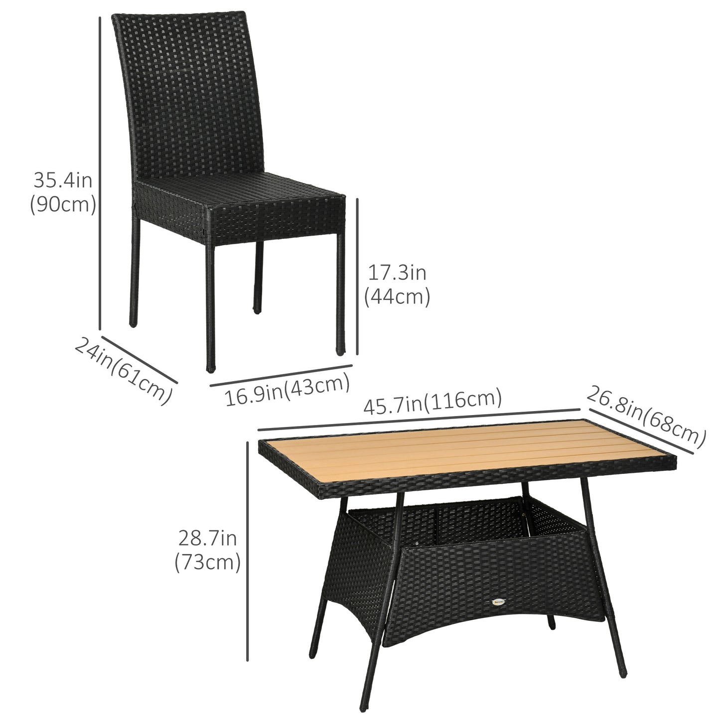 5 Piece Wicker Dining Set with Removable Cushions, Cream White