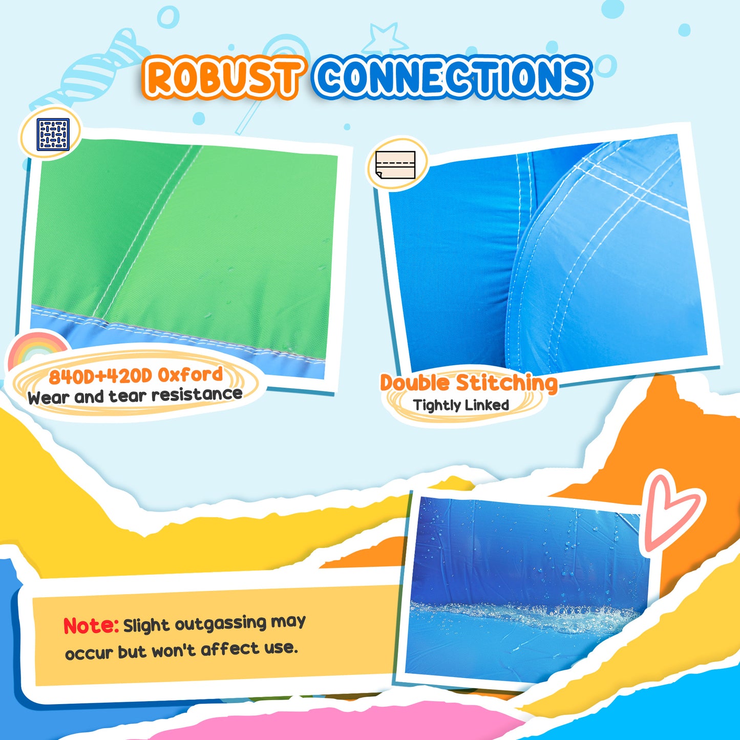 4-in-1 bouncy castle with slide, basketball hoop, ball pit, blower and storage bag, 410 x 205 x 190 cm