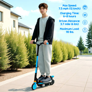Trottinette électrique pliable avec siège et 2 hauteurs réglables, bleu