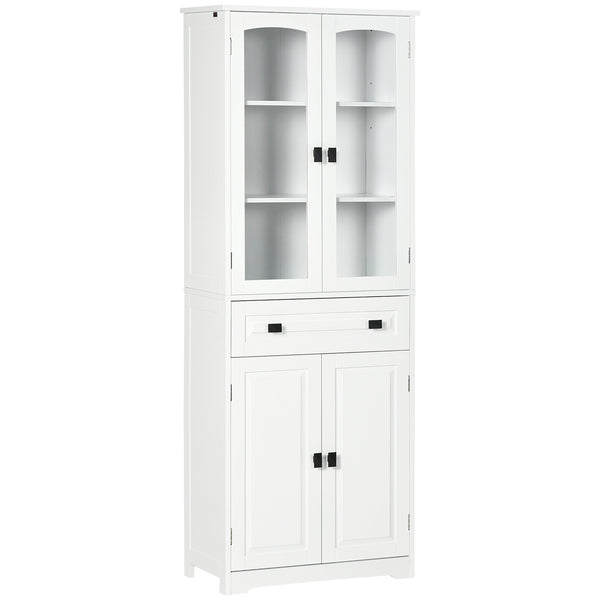 Armoire de cuisine avec étagères réglables, blanc