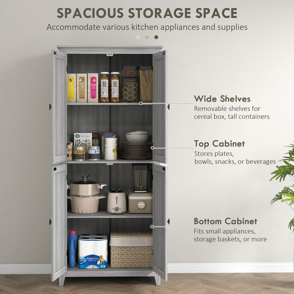 Meuble de rangement avec portes et étagères, gris