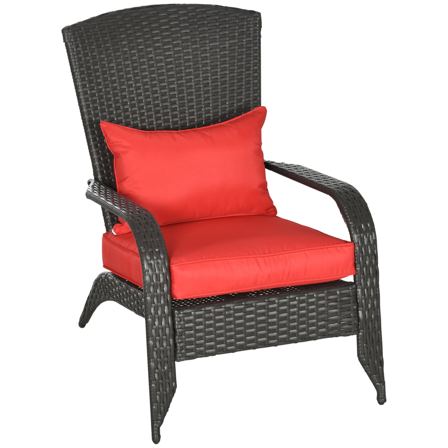 Chaise Adirondack en osier Muskoka avec coussins, rouge