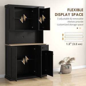 Buffet de cuisine avec support pour four à micro-ondes, noir