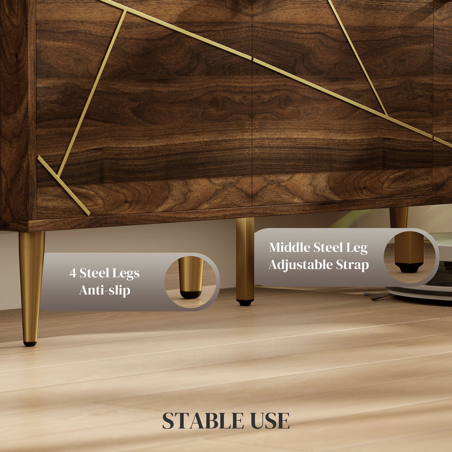 HOMCOM Modern TV Stand for TVs up to 60 inches, with Adjustable Shelves and Cable Management for Living Room, Rustic Brown